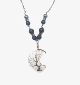 EMF 5G Shielding Necklace Crescent Moon Clear Quartz Shungite Hematite Black Tourmaline